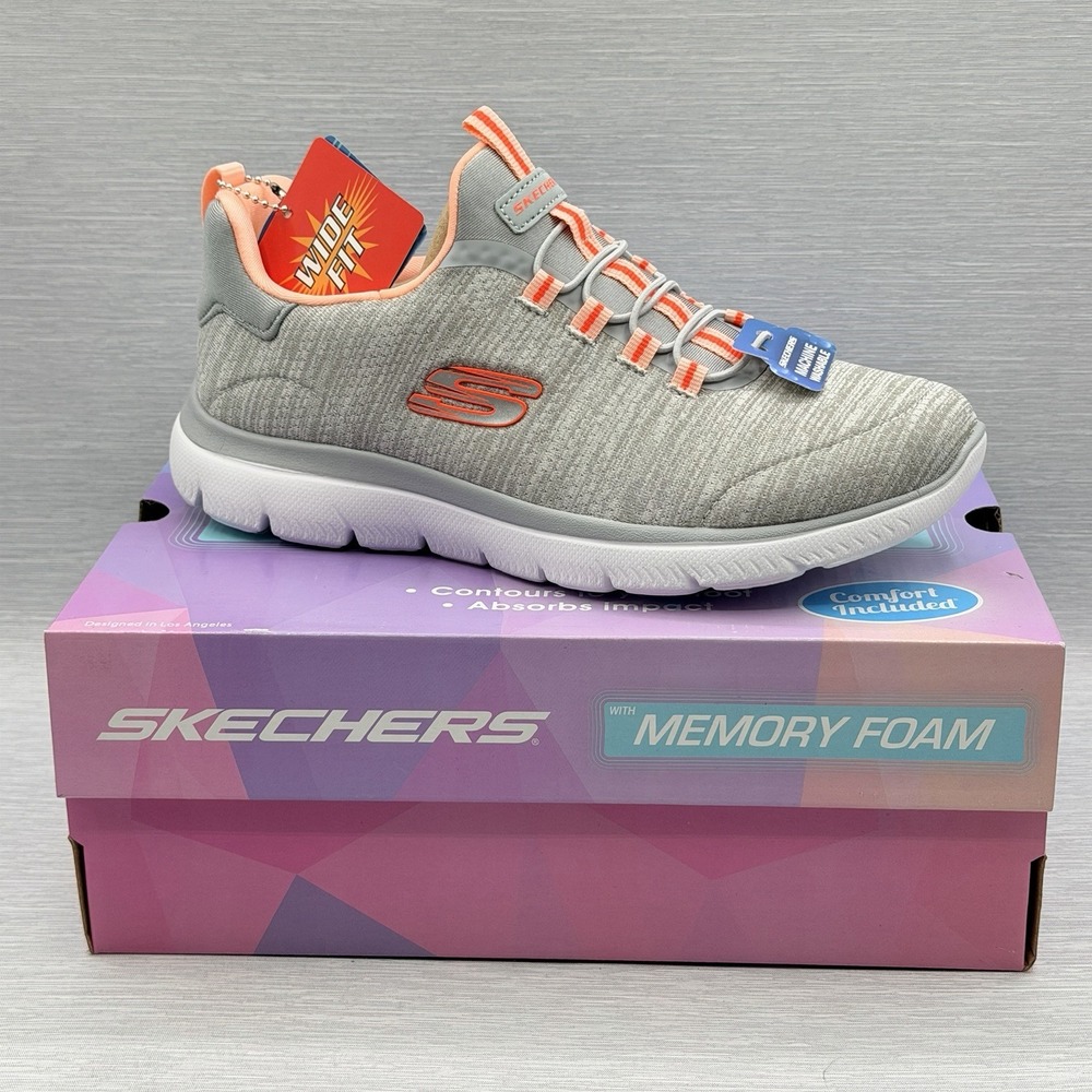 Skechers Women's 6 Wide Sneakers Grey Slip On Hands Free Summits 150124